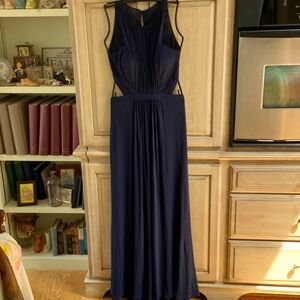 La Femme Navy Blue Evening Gown
